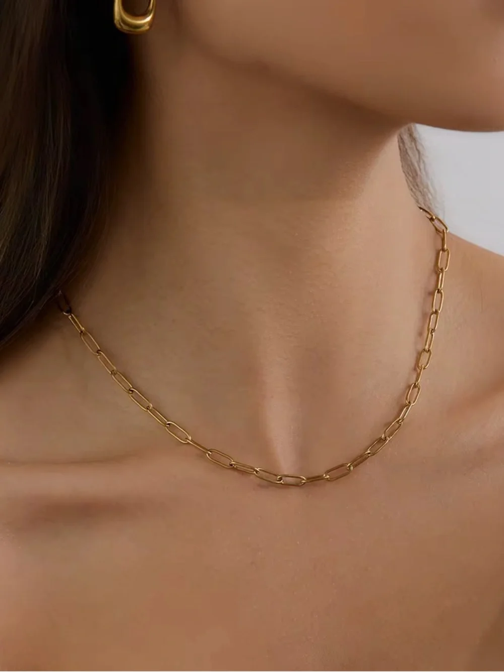 18K Gold Plated Paperclip Chain Necklace - Picture 2 of 6